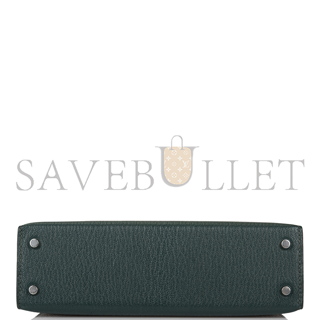 H**mes master sellier kelly ii chevre leather titan green with n0*hern blue inside (19*12*5.5cm)